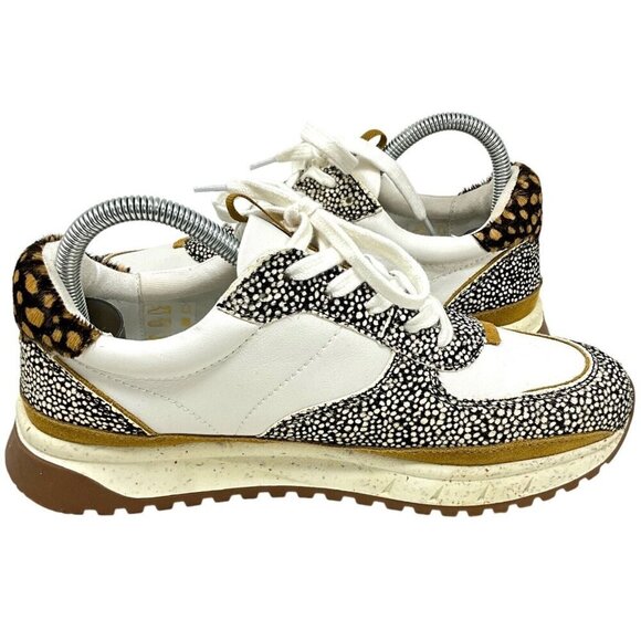 Madewell Kickoff Trainer Sneakers Leather Spot Mix Calf Hair Olive Grove US 8.5 - Picture 7 of 12